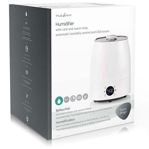 Effektiver Luftbefeuchter (grau/weiss) mit Hygrometer – Für Räume bis 50 m² – 5,5 Liter Tank & Keramikfilter für ein gesundes Raumklima