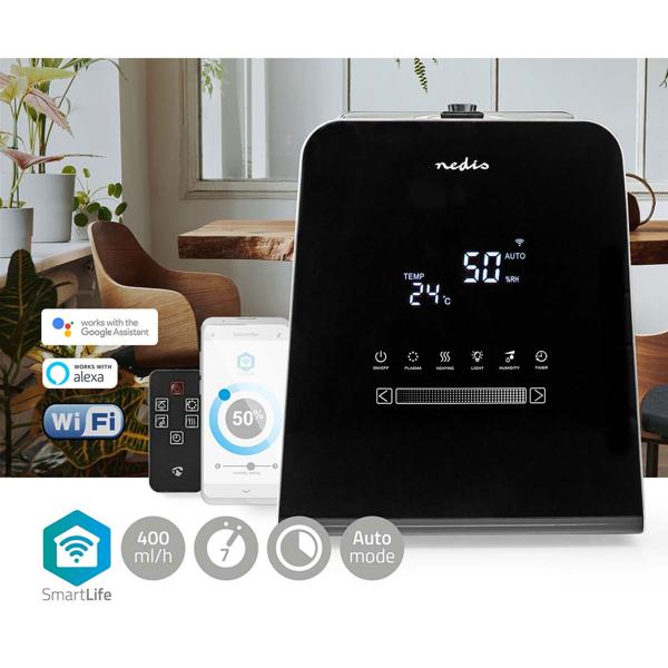 Smarter 5.5L Ultraschallbefeuchter, 110W - mit Hygrometer, Aromafunktion, App, Fernbedienung & Display - schwarz, für optimales Raumklima