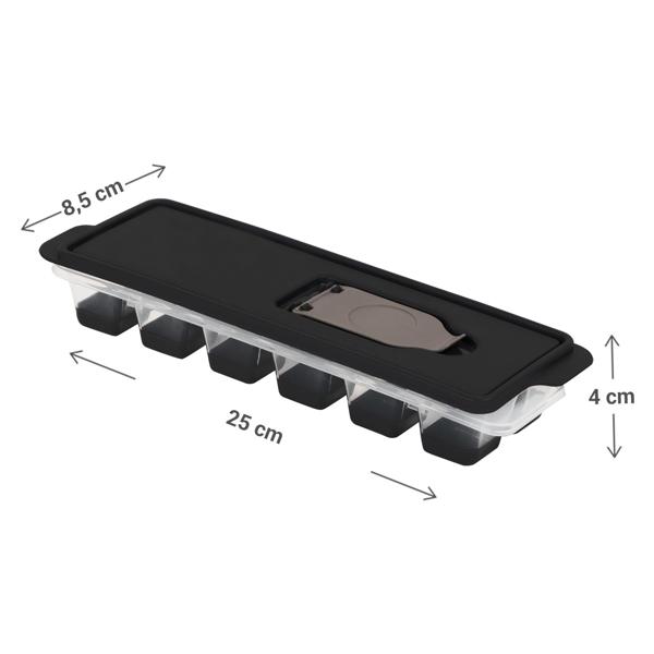 Eiswürfelform mit Deckel – Silikonboden für leichte Entnahme – Ideal für Kühl- & Gefrierschrank, Küche & BBQ – 25x8,5x4cm Kunststoff