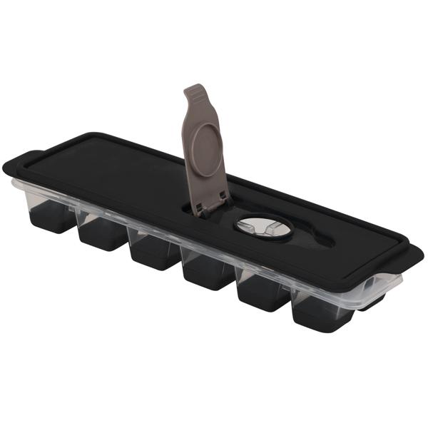Eiswürfelform mit Deckel – Silikonboden für leichte Entnahme – Ideal für Kühl- & Gefrierschrank, Küche & BBQ – 25x8,5x4cm Kunststoff