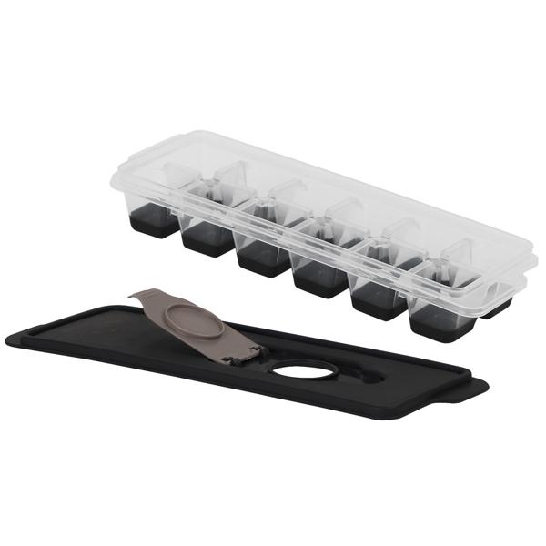 Eiswürfelform mit Deckel – Silikonboden für leichte Entnahme – Ideal für Kühl- & Gefrierschrank, Küche & BBQ – 25x8,5x4cm Kunststoff