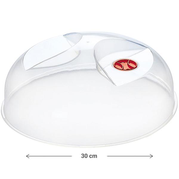 Mikrowellen-Abdeckhaube mit Belüftungssystem - Ø 30 cm, 10 cm hoch - beschleunigt Garen & hält sauber - temperaturbeständig bis 120°C, transparent