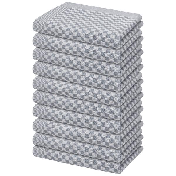 20er Set Premium Grubentücher: grau, 50x70cm, 100% Baumwolle (210g/m²)-OEKO-TEX, streifenfrei & flusenfrei – Hochwertige Tücher für Küche & Haushalt