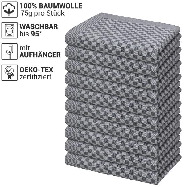 Praktisches 10er-Set Grubentücher – saugstarke & strapazierfähige Geschirrtücher 50x70 cm, schwarz, langlebig, fusselfrei & ideal für Küche & Haushalt