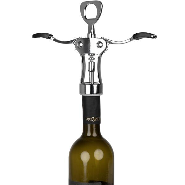 Korkenzieher mit Flaschenöffner - Eleganter Flügelkorkenzieher - Müheloses Öffnen von Weinflaschen - Integrierter Bier- & Limonadenöffner - 100x40x230mm