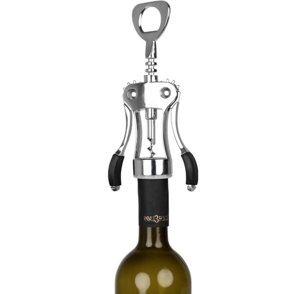 Korkenzieher mit Flaschenöffner - Eleganter Flügelkorkenzieher - Müheloses Öffnen von Weinflaschen - Integrierter Bier- & Limonadenöffner - 100x40x230mm
