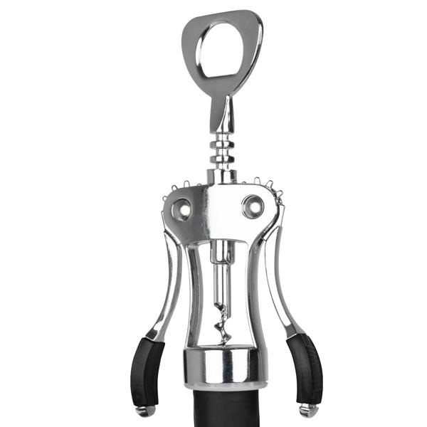 Korkenzieher mit Flaschenöffner - Eleganter Flügelkorkenzieher - Müheloses Öffnen von Weinflaschen - Integrierter Bier- & Limonadenöffner - 100x40x230mm