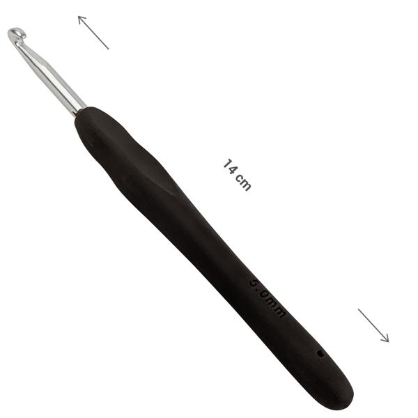 Häkelnadel 5mm - Ergonomischer Griff für Schals, Tiere & Kleidung - 14 cm Länge - Aluminium-Metall & Kunststoff - Für Anfänger & Fortgeschrittene