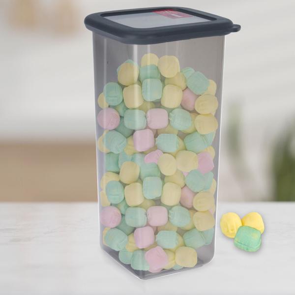 Vorratsdose mit Deckel - transparent grau Frischhaltebox 1600ml - luftdicht & mottenfrei für Müsli, Nudeln, Reis - Polypropylen 110x225x110mm