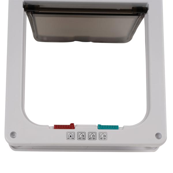 Haustierklappe - Für Katzen & kleine Hunde - Weiss - Ermöglicht selbstständiges Rein- & Rausgehen - Masse: 19.2x20cm - Einfache Installation