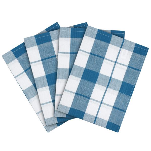 4er-Set Geschirrtücher Petrol-Blau/Weiss kariert - 100% Baumwolle, OEKO-TEX Standard 100 - Hygienisch waschbar bis 95 °C, 70x50 cm, 200 g/m²