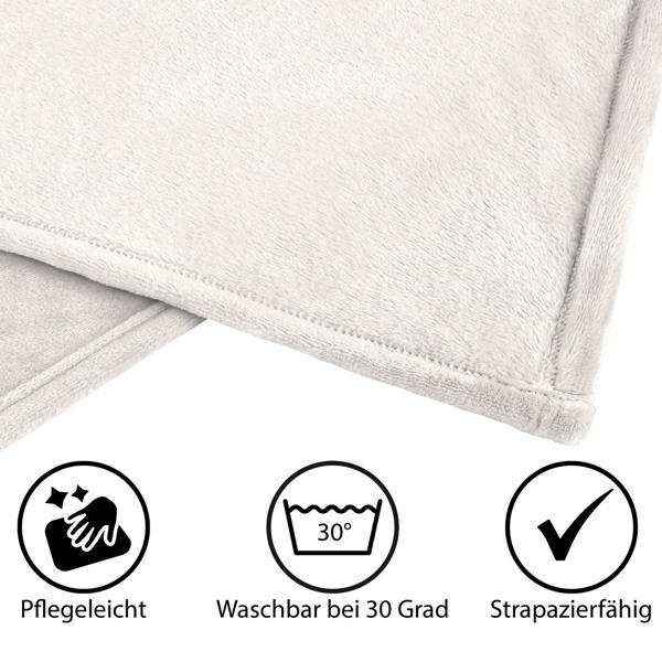 Kuscheldecke M Beige 150x200 cm - Weich anschmiegsam hautsympathisch OEKO-TEX 100 zertifiziert - Polyester Microfaser Hochflor-Flausch atmungsaktiv