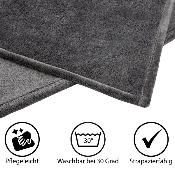 Kuscheldecke Anthrazit 150x200cm - Weich, atmungsaktiv & strapazierfähig - OEKO-TEX Standard 100 Polyester Microfaser - Für ganzjähriges Wellness-Gefühl