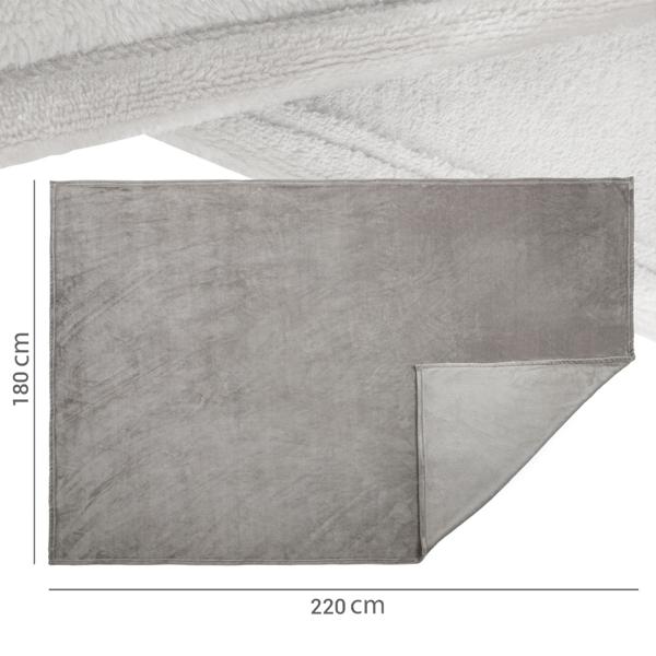Kuscheldecke L hellgrau - besonders weich und anschmiegsam, OEKO-TEX Standard 100 - 180x200 cm, Polyester-Mikrofaser, 190 g/m² - für Sofa & Bett