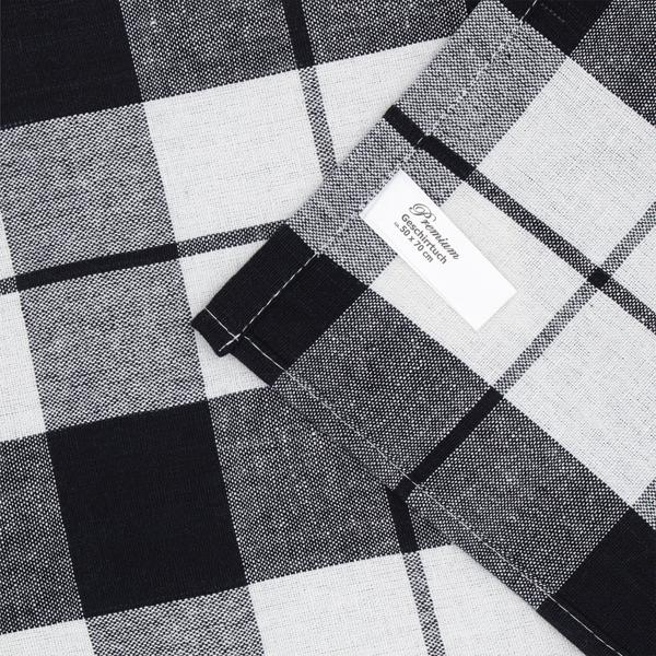 4er-Set Geschirrtücher – Premium Qualität 100% Baumwolle – Hygienisch waschbar bis 95 °C – Schwarz/Weiss kariert, je 70x50 cm, OEKO-TEX