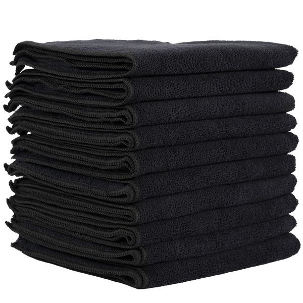 10er-Set Mikrofaser-Putztücher – fusselfrei, saugstark & strapazierfähig, 40 x 40 cm, schwarz, ideal für Haushalt, Auto & Küche