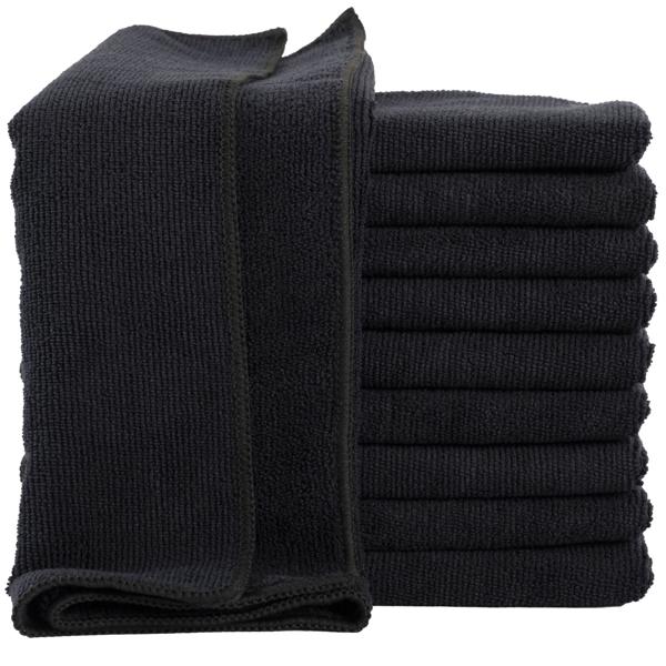 10er-Set Mikrofaser-Putztücher – fusselfrei, saugstark & strapazierfähig, 40 x 40 cm, schwarz, ideal für Haushalt, Auto & Küche