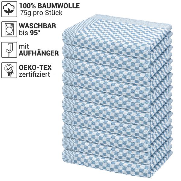 20er-Set Grubentücher hellblau - Hygienisch, streifenfrei & saugstark - 50x70 cm, 100% Baumwolle, 95°C waschbar, OEKO-TEX 100