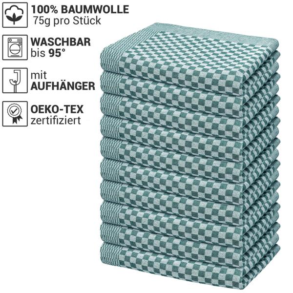 20er Set Premium Grubentücher: petrol, 50x70cm, 100% Baumwolle (210g/m²)-OEKO-TEX, streifenfrei & flusenfrei – Hochwertige Tücher für Küche & Haushalt