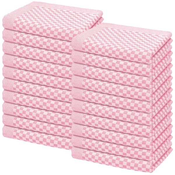 20er-Set Grubentücher rosa - Optimale Saugkraft & hygienische Reinigung für Küche & Haushalt - 100% Baumwolle Zwirn-Qualität 50x70 cm OEKO-TEX Standard 100