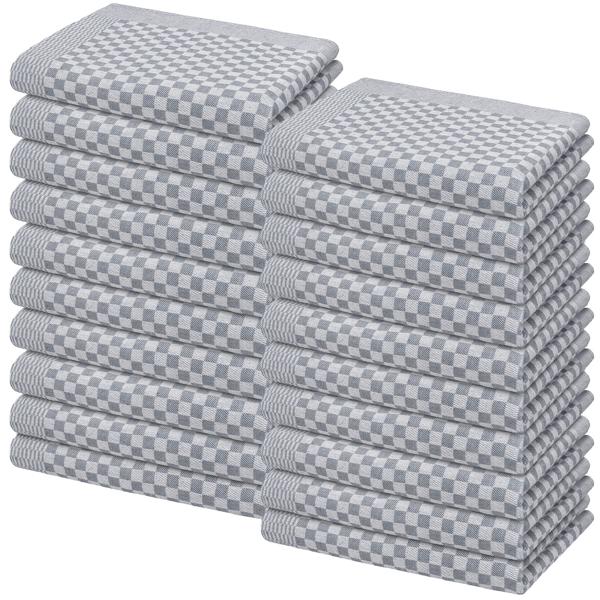 20er Set Premium Grubentücher: grau, 50x70cm, 100% Baumwolle (210g/m²)-OEKO-TEX, streifenfrei & flusenfrei – Hochwertige Tücher für Küche & Haushalt