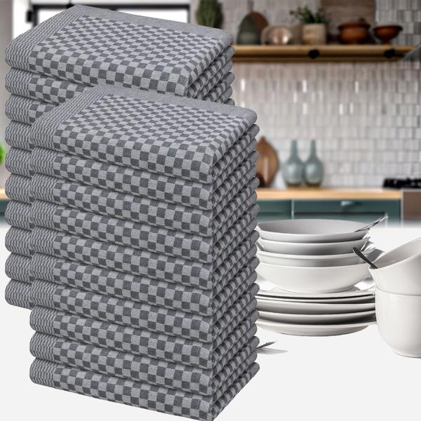 Praktisches 20er-Set Grubentücher – saugstarke & strapazierfähige Geschirrtücher 50x70 cm, schwarz, langlebig, fusselfrei & ideal für Küche & Haushalt