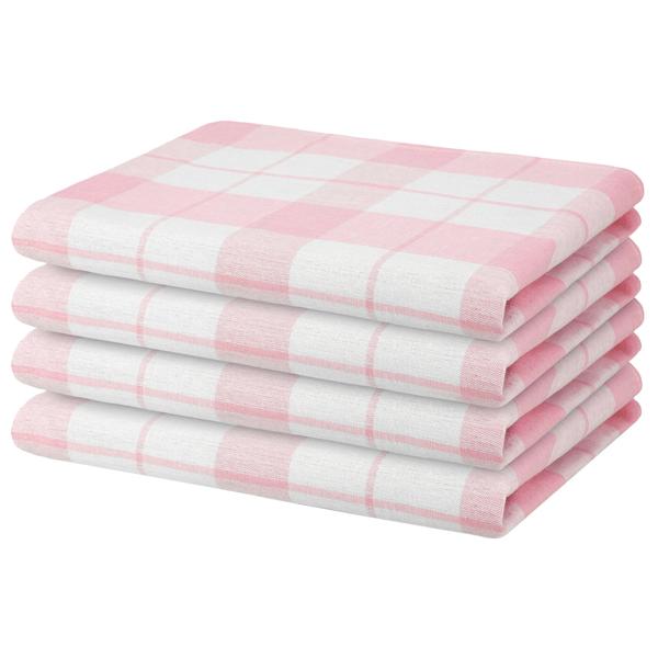 8er-Set Geschirrtücher – Rosé/Weiss kariert, 100% Premium Baumwolle, 70x50 cm – Hygienische streifenfreie Reinigung, waschbar bis 95°C, OEKO-TEX Standard 100