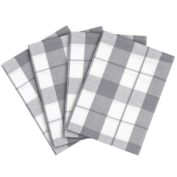 8er-Set Geschirrtücher 100% Baumwolle - Grau/Weiss kariert, saugstark, streifenfrei, waschbar 95°C - 70x50 cm, OEKO-TEX, trocknergeeignet