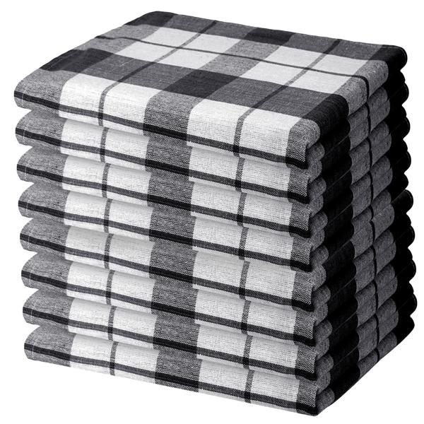8er-Set Geschirrtücher Schwarz-Weiss kariert - 100% Baumwolle, 70x50 cm, 200 g/m² - OEKO-TEX Standard 100 - Hygienisch waschbar bis 95°C