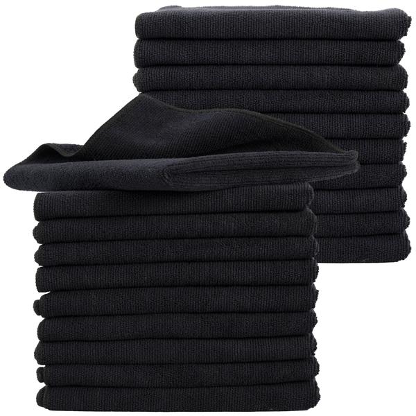 20er-Set Mikrofaser-Putztücher – fusselfrei, saugstark & strapazierfähig, 40 x 40 cm, schwarz, ideal für Haushalt, Auto & Küche