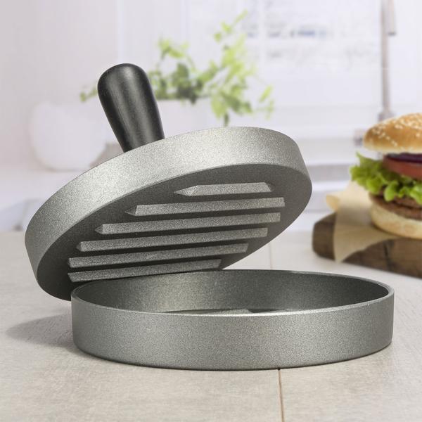 Hamburgerpresse Ø 12 cm - Antihaftbeschichtung für perfekte Burger Patties - Druckguss-Aluminium, spülmaschinenfest, für Grill & BBQ
