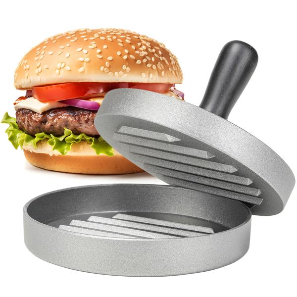 Hamburgerpresse Ø 12 cm - Antihaftbeschichtung für perfekte Burger Patties - Druckguss-Aluminium, spülmaschinenfest, für Grill & BBQ