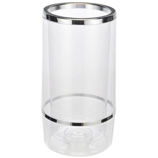 Weinkühler transparent - Doppelwandige Isolation für Weisswein & Sekt - Hält Flaschen bis Ø 9cm kühl - Elegant & pflegeleicht - Ø 12x23 cm