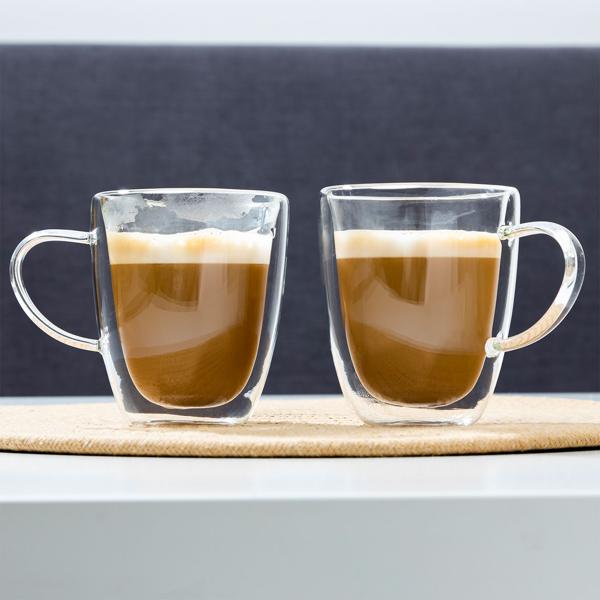 Hochwertige doppelwandige Cappuccino-Gläser aus hitzebeständigem Borosilikatglas, 2er-Set, 270 ml – isolierend, stilvoll & spülmaschinengeeignet