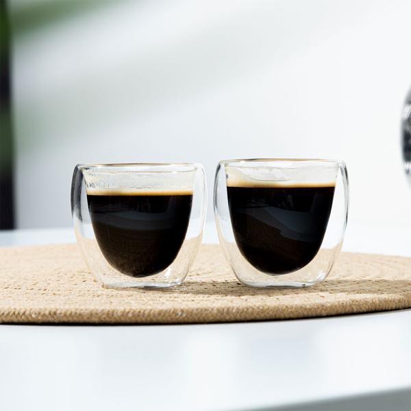 Doppelwandige Espresso Gläser, 80ml aus Borosilikatglas, 2er-Set