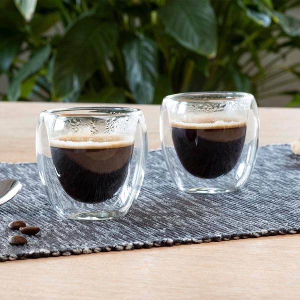 Doppelwandige Espresso Gläser, 80ml aus Borosilikatglas, 2er-Set