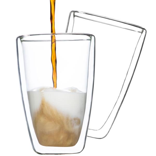 Premium Borosilikatglas Latte Macchiato Gläser, 2er-Set, 400ml – Doppelwandige Thermo-Gläser, mikrowellen- & spülmaschinenfest