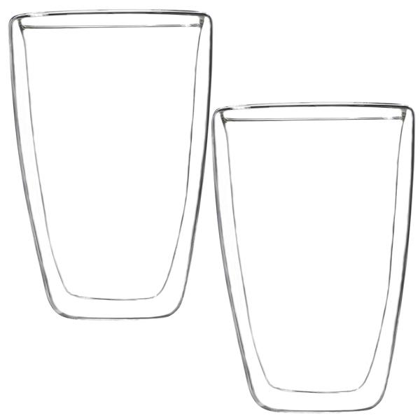Premium Borosilikatglas Latte Macchiato Gläser, 2er-Set, 400ml – Doppelwandige Thermo-Gläser, mikrowellen- & spülmaschinenfest