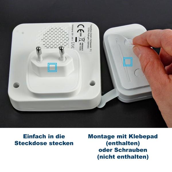 Funk-Türklingel mit LED-Signal – 200 m Reichweite, 5 Lautstärkestufen & einfache Installation – 52 Melodien, IP56 & ideal für Haus, Wohnung & Garten