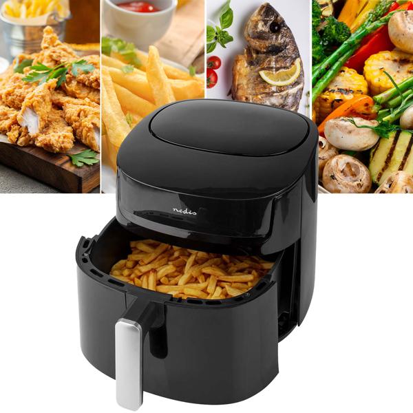 Digitale XL Heissluftfritteuse, 7,2 l für 4-8 Portionen, Touchscreen, Timer, 1800 W, bis 200°C, Air Fryer mit 8 Kochprogrammen, Grillen, Backen, Braten