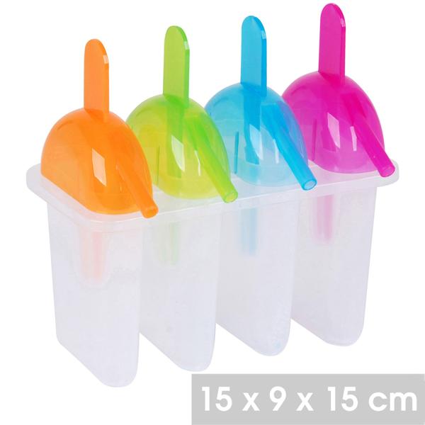 Eis-Bereiter für 4 Eis-am-Stiel: Formen Set, kinderfreundlich - Kreiere Sie gesundes Fruchteis & Sorbet einfach selbst