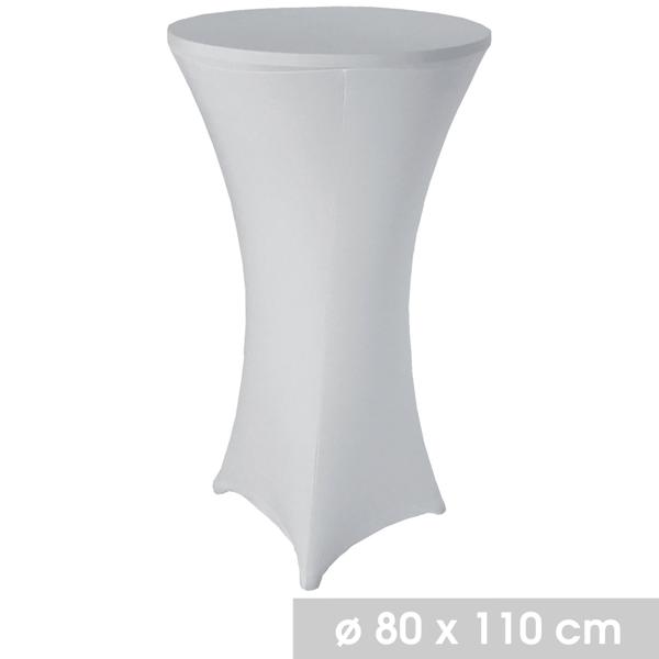 Elegante Stehtischhusse weiss Stretch Ø 80cm, bis H 110cm - Perfekte Passform für Event, Hochzeit, Party - stilvolles Ambiente
