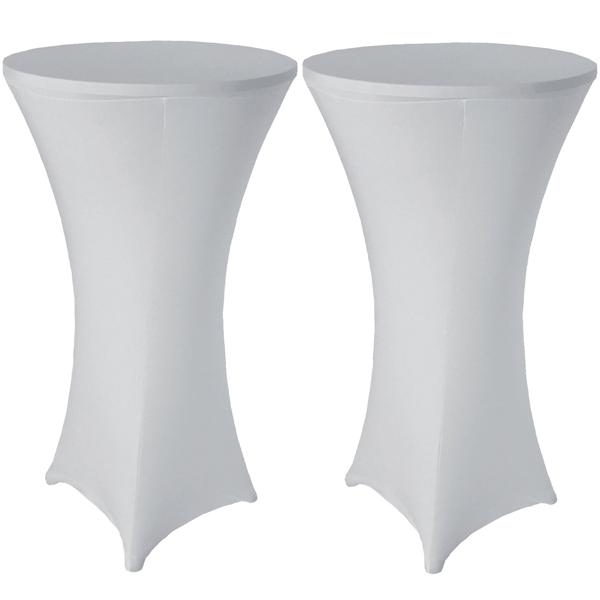 2er-Set Stehtischhusse Weiss - Faltenfrei & Knitterfrei für Tische bis 110cm Ø 80cm - Polyester/Elasthan, Robust, Pflegeleicht, Ideal für Hochzeiten & Gartenfeste