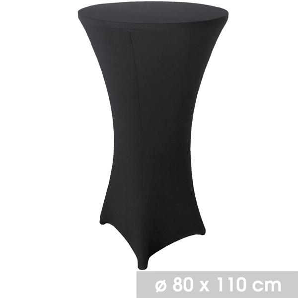 Stehtischhusse schwarz für Tische bis 110cm - Ø 80cm - Elastisch - Nahezu falten- & knitterfrei - Pflegeleicht waschbar - Für Empfänge, Partys & Outdoor