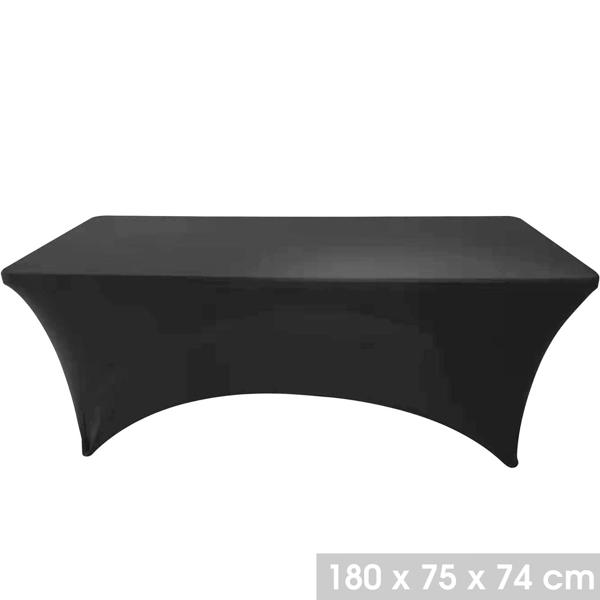 Tischhusse schwarz 180x75x74cm - Elastisch, pflegeleicht & faltenfrei - 90% Polyester/10% Elasthan - Waschbar 40°C - Innen/Aussen