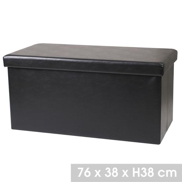 2er-Set Elegante Faltbare Sitztruhe, für 2 Personen, faltbar, Kunstleder in schwarz, mit zusätzlichem Stauraum und komfortablem Sitz