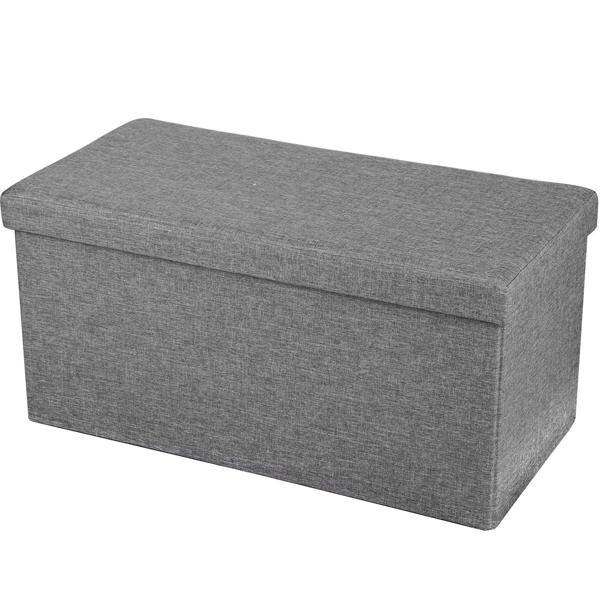 Elegante Faltbare Sitztruhe, für 2 Personen, faltbar, Textilbezug in grau, mit zusätzlichem Stauraum und komfortablem Sitz