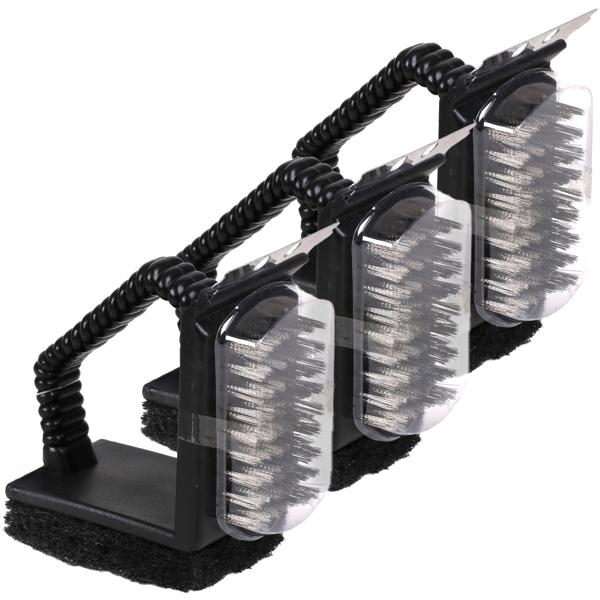 3in1 Grillreiniger 3er-Set - Drahtbürste, Metallschaber & Schwamm für umfassende Grillrost-Reinigung - Robust, ergonomisch, 11,5x10x7 cm