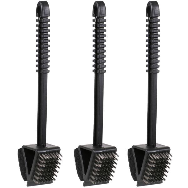3in1 Grillreiniger 3er-Set mit extra langem 36cm Griff - Schonende & effektive Reinigung - Für Gusseisen-, Porzellan- & Edelstahlgrills