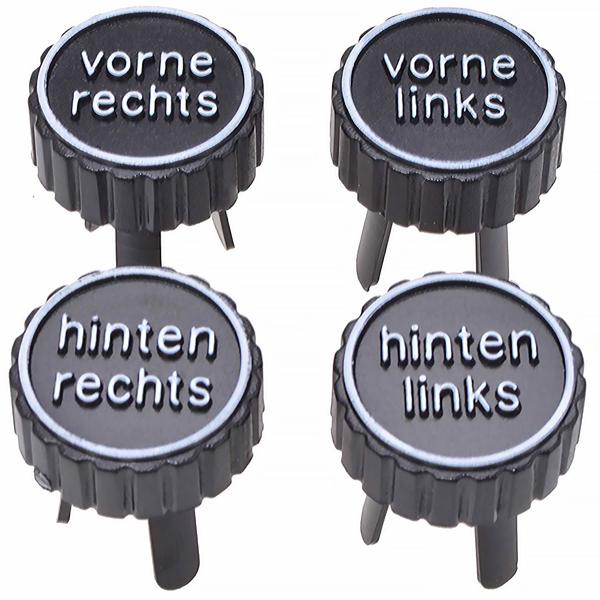 4tlg Reifenmarkierer Set - Verhindert Verwechslungen & erleichtert Reifenwechsel - Ø 26x31mm, ABS-Kunststoff, für alle Felgen